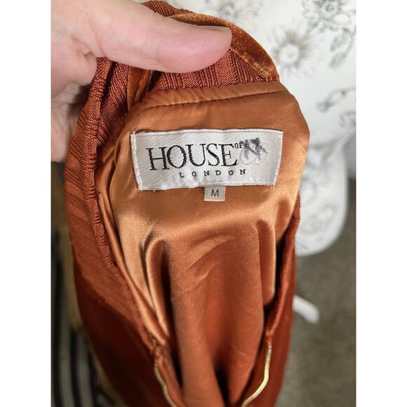 House of CB London Velvet Hoodie Full Zip Burnt Orange Womens Size Medium - Picture 5 of 6